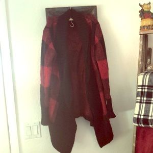 Red and black buffalo plaid cardigan